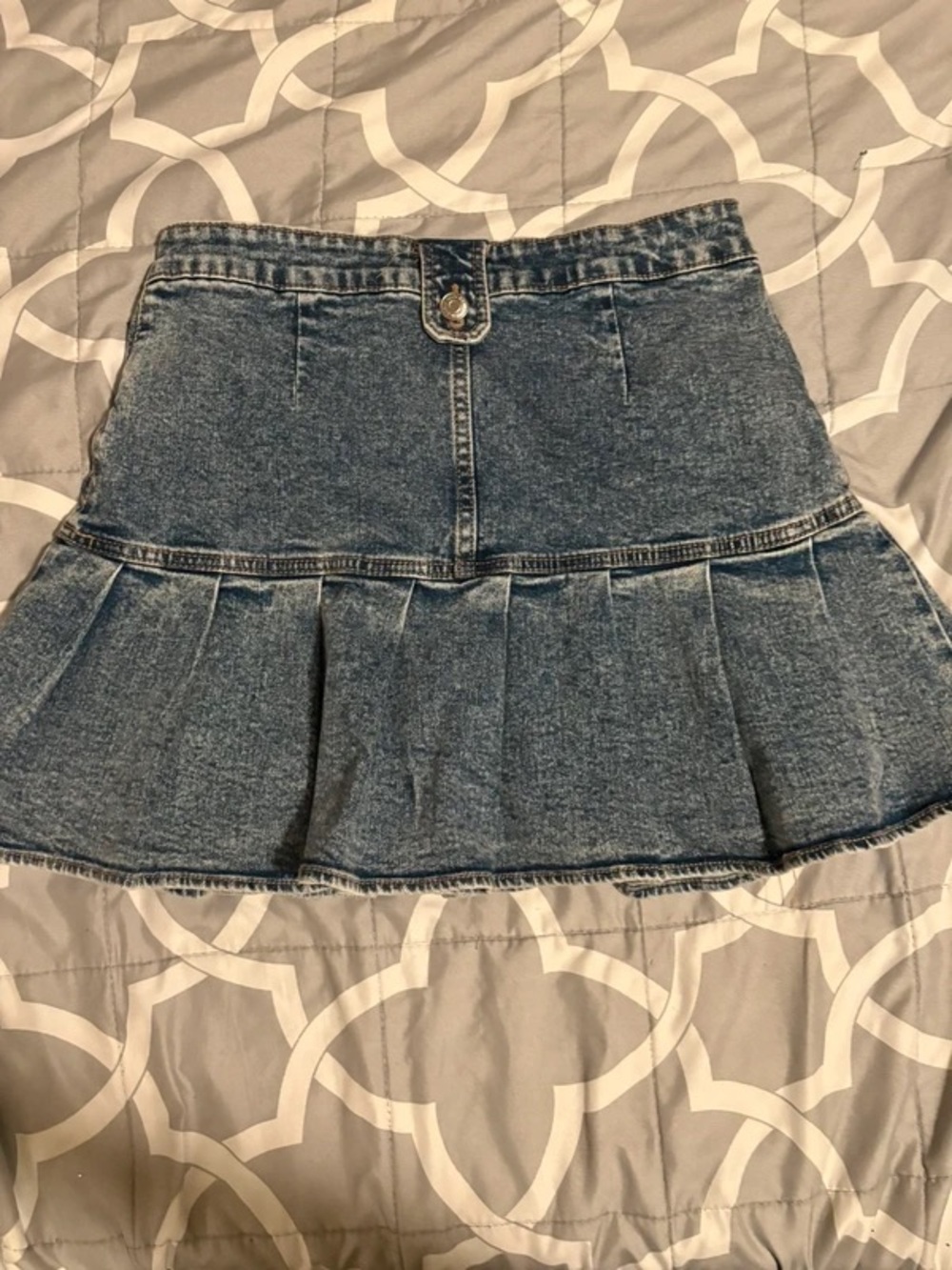 Denim Pleated Mini Skirt - Blue